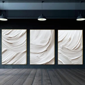 Modern Abstract Beige 3D Flowing Texture Art Posters Nordic Minimalist White Wave Texture Canvas Painting Living Room Home Decor