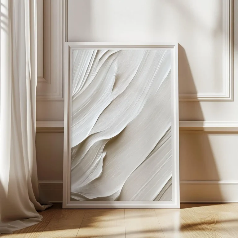 Modern Abstract Beige 3D Flowing Texture Art Posters Nordic Minimalist White Wave Texture Canvas Painting Living Room Home Decor - Image 3