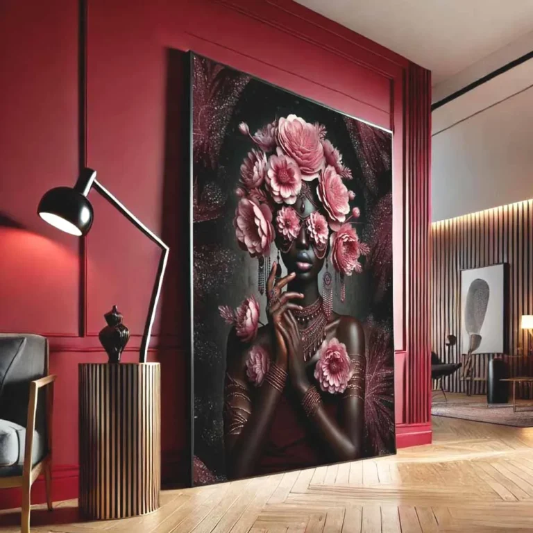 African Black Woman Flower Crown Headdress Art Poster Modern Luxury Colorful Floral Woman Canvas Painting Living Room Home Decor - Image 4