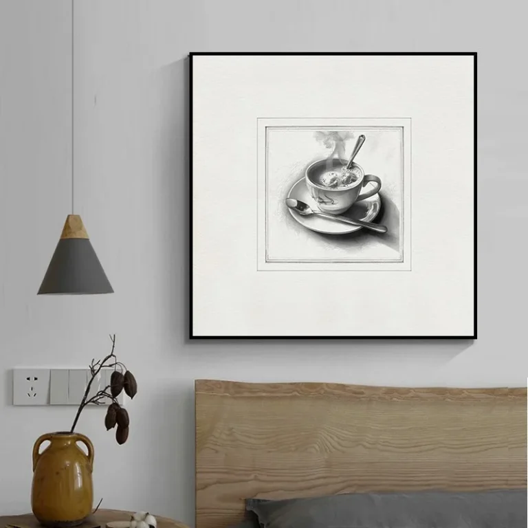 Set of 4 Minimalist Kitchen Sketch Art Canvas Prints Square Food Drink Drawing Wall Decor for Dining Room Kitchen Restaurant - Image 3