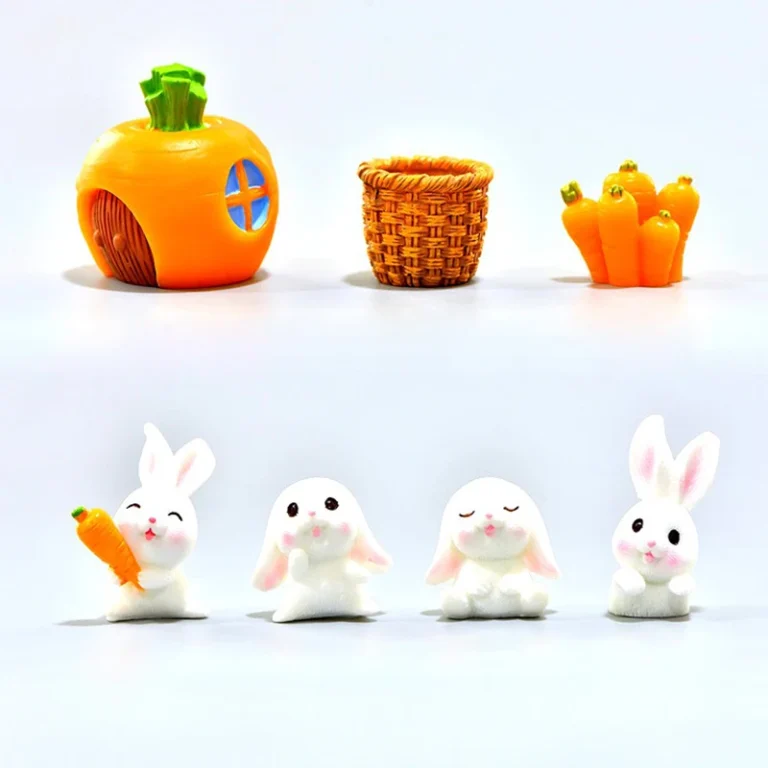 Mini Rabbit Decoration Miniature Hare Animal Figurine Resin Craft Bunny Garden Ornament Dollhouse DIY Accessories