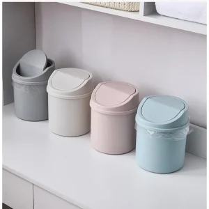 Mini Desktop Bin Small Trash Can Tube with Cover Bedroom Trash Can Garbage Can Clean Workspace Storage Box Home Desk 1
