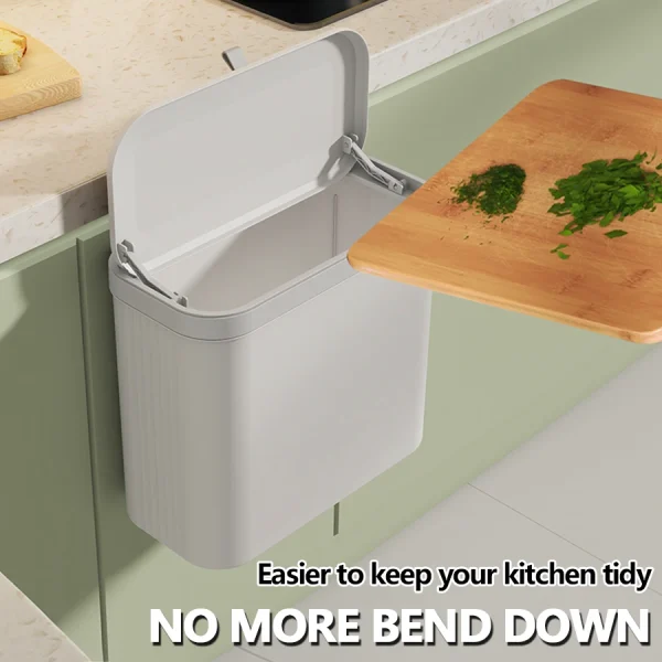 ONEKA 14L Kitchen Trash Can With Lid Hanging Trash Bin Garbage Can for Cabinet Cupboard Under Sink Compost Bin 4