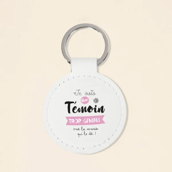 I Am A Competition Witness Printed Keychain Circle Key Chain Leather Keyring Proposal Wedding Gifts for Witness Bridmaid Bestman 5