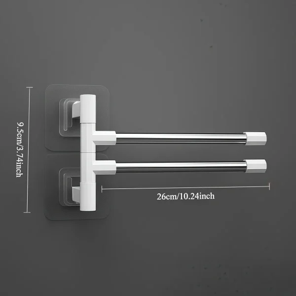 Wall Mounted Rotatable Towel Holder Rack Bathroom Accessories Aluminum Space Saver Hanging Towel Hanger 2/4/6/8 Poles 6