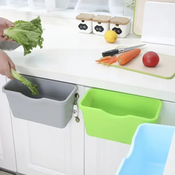 Wall Mounted Waste Bin Hanging Trash Bin for Kitchens Cabinet Door Kitchen Waste Bin Garbage Cans Counter Bins Trash Can Kitchen 2