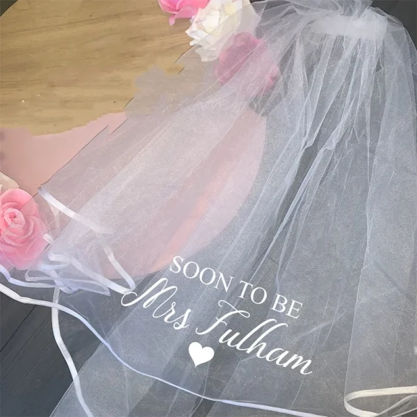 Personalised Soon to be Mrs (Your Name white short Veil Bachelorette Hen Party bridal shower Wedding decoration Bride to Be gift 1