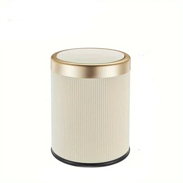 Modern Double Layered Trash Bin with Press Top Lid, White and Black, Bathroom, Office and Bedroom 4