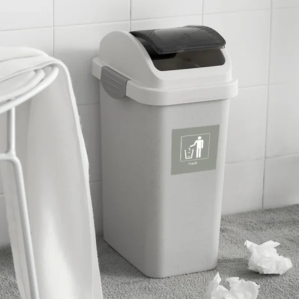 11L/13L.Garbage Can Thickened Press Type Swing Cover Plastic Waste Bin With Lid Large Capacity Dual Swing Top Trash Can 5
