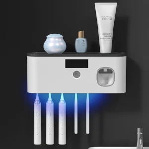 Electric Toothbrush UV Sterilization Drying Holder Wall Mounted Toothpaste Squeezer for Bathroom Organizer Accessories Set 1