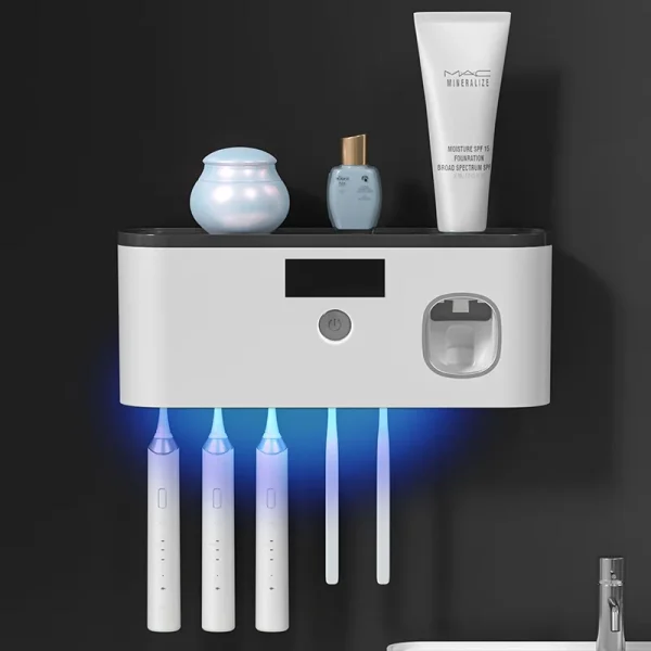 Electric Toothbrush UV Sterilization Drying Holder Wall Mounted Toothpaste Squeezer for Bathroom Organizer Accessories Set 1