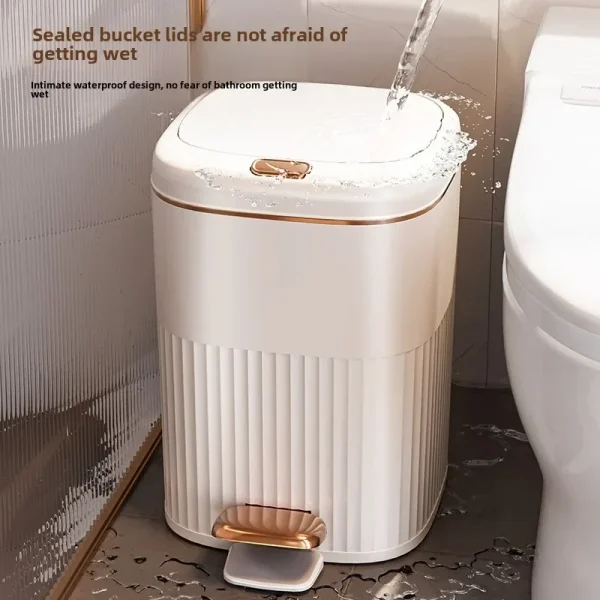 8/10L Foot Pedal Trash Can Luxury Office Kitchen Trash Can Waterproof Bathroom Waste Bins with Lid Large Capacity Garbage Bin 2