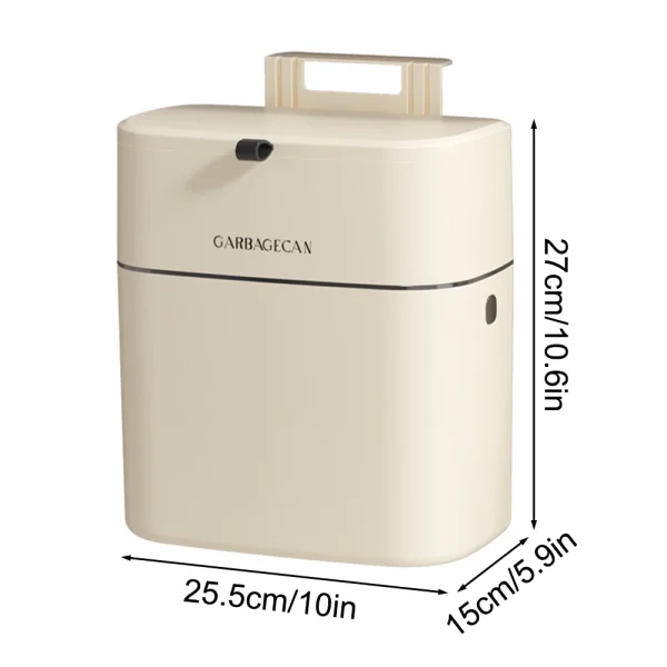 Wall Mounted Trash Bin for Kitchen, No Drill Adhesive, 8L Large Capacity, Narrow Space Design with Lid, Modern Home 5