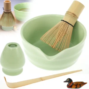 5Pcs Japanese Matcha Tea Set Safe Bamboo Whisk Teaspoon Tea Sets Matcha Bowl Matcha Whisk Holder for Tea Lovers Tea-Making Tools
