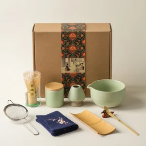 9pcs Japanese Matcha Set with Ceramic Bowl, Bamboo Matcha Whisk and Tea Spoon, Tea Making Tools, Gifts