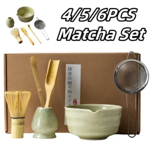 4/5/6PCS Matcha Set Bamboo Whisk Teaspoon Ceramic Bowl Tranditional Tea Sets Home Tea-making Tools Accessories Birthday Gifts