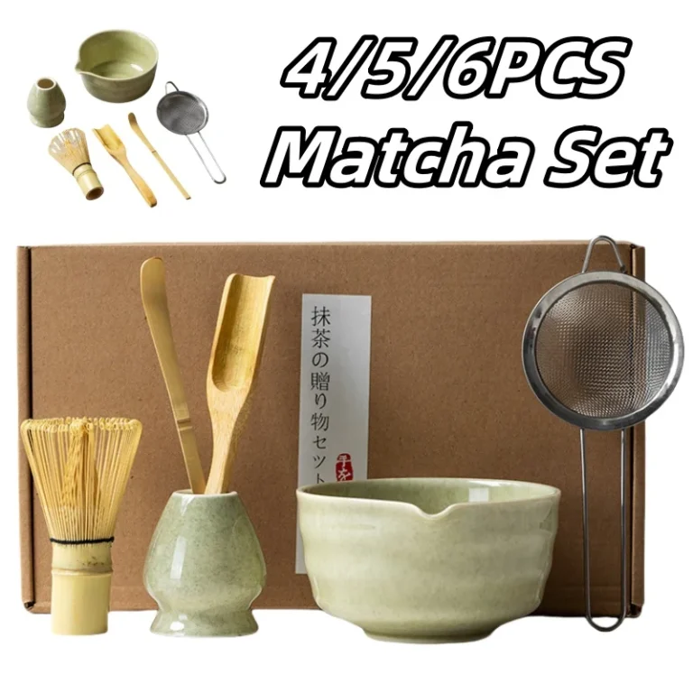 4/5/6PCS Matcha Set Bamboo Whisk Teaspoon Ceramic Bowl Tranditional Tea Sets Home Tea-making Tools Accessories Birthday Gifts