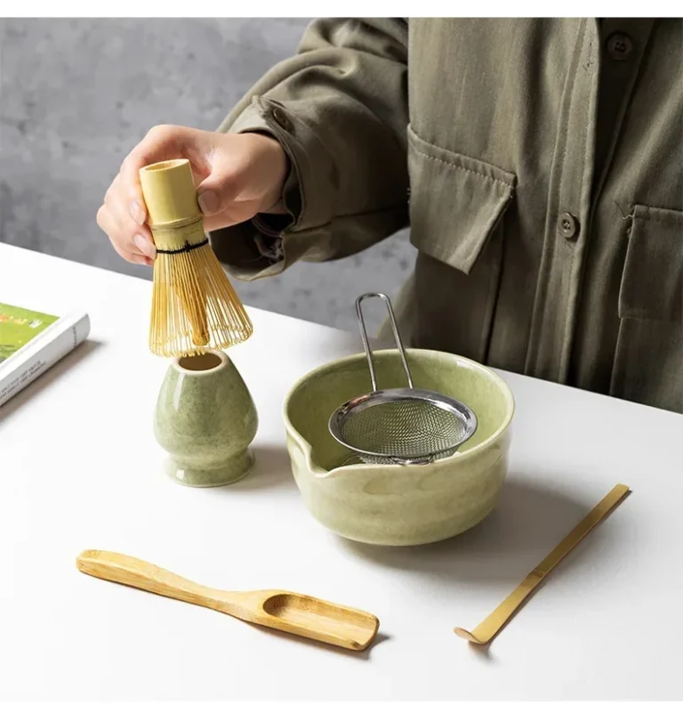 4/5/6PCS Matcha Set Bamboo Whisk Teaspoon Ceramic Bowl Tranditional Tea Sets Home Tea-making Tools Accessories Birthday Gifts - Image 2