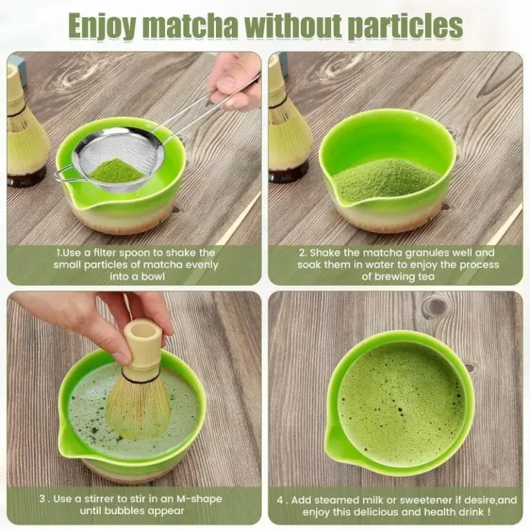 4Pcs Matcha Whisk Set Plastic Matcha Whisk Traditional Bamboo Wood Tea Scoop Deep Scoop Tea Strainer Clear Whisk - Image 6