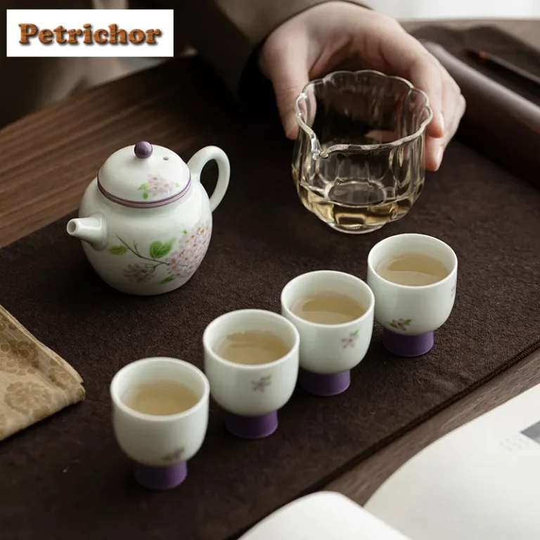 Hand-painted Embroidered Ball Flower Tea Set Complete Set Zen Tea Ceremony Set Teapot And Tea Cup Set Chinese Tea Set Gift Craft - Image 2