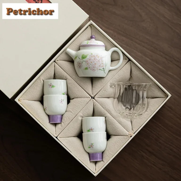 Hand-painted Embroidered Ball Flower Tea Set Complete Set Zen Tea Ceremony Set Teapot And Tea Cup Set Chinese Tea Set Gift Craft - Image 6