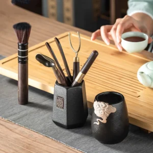 GIANXI Tea Ceremony Six Gentlemen Set Tea Making Tea Set Pot Pen Tea Fork Tea Needle Tea Art Accessories Ebony Tool Tea Pot