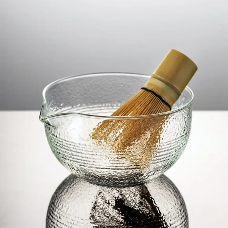 New Textured Matcha Bowl Glass Reusable Japanese Tea Set with Pouring Spout Matcha Whisk Set Tea Lovers - Image 4