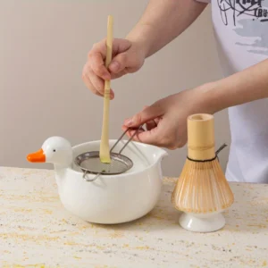 5pcs matcha tea set, ceramic cute duck matcha bowl set, Japanese matcha ritual set, the best gifts for matcha lovers