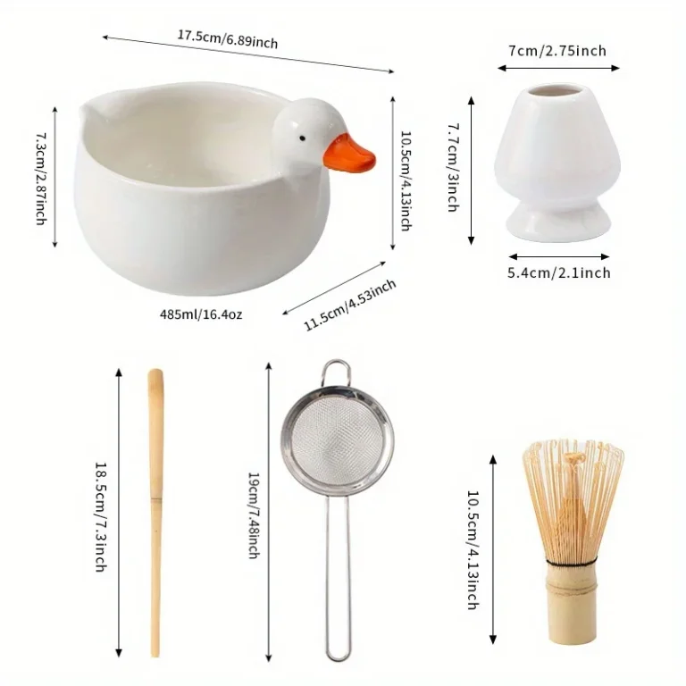 5pcs matcha tea set, ceramic cute duck matcha bowl set, Japanese matcha ritual set, the best gifts for matcha lovers - Image 3