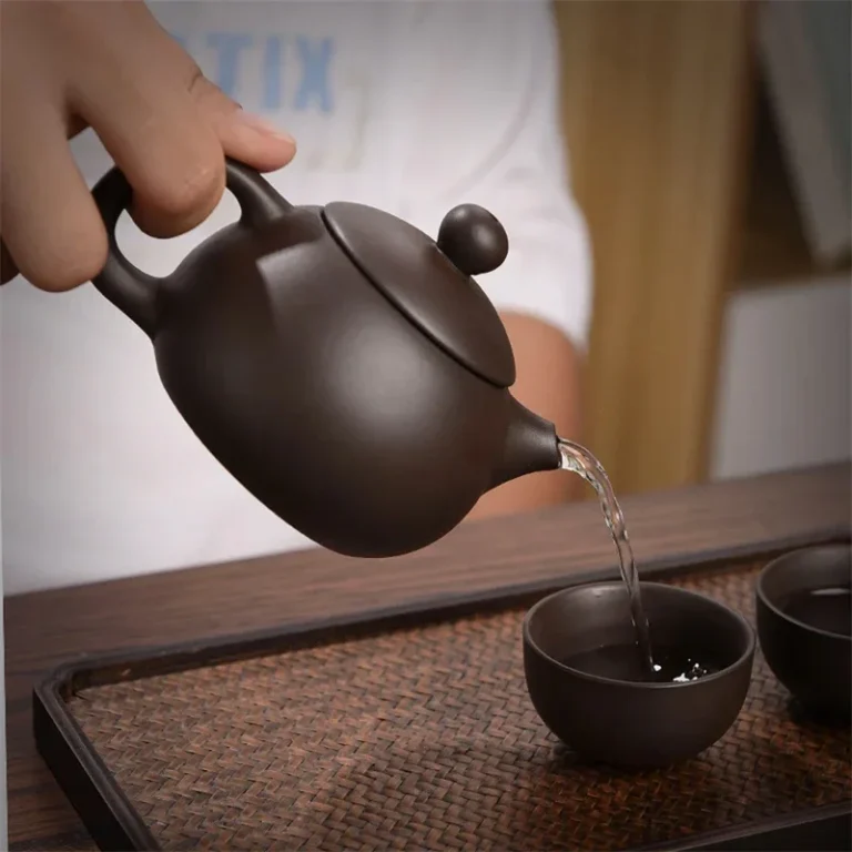 7-piece set Portable Chinese Travel Tea Set, Teapot Clay Set, Tea Ceremony, Camping, 4 Cups, Zi Shi, Ke Cup, Tea Pot Set - Image 2