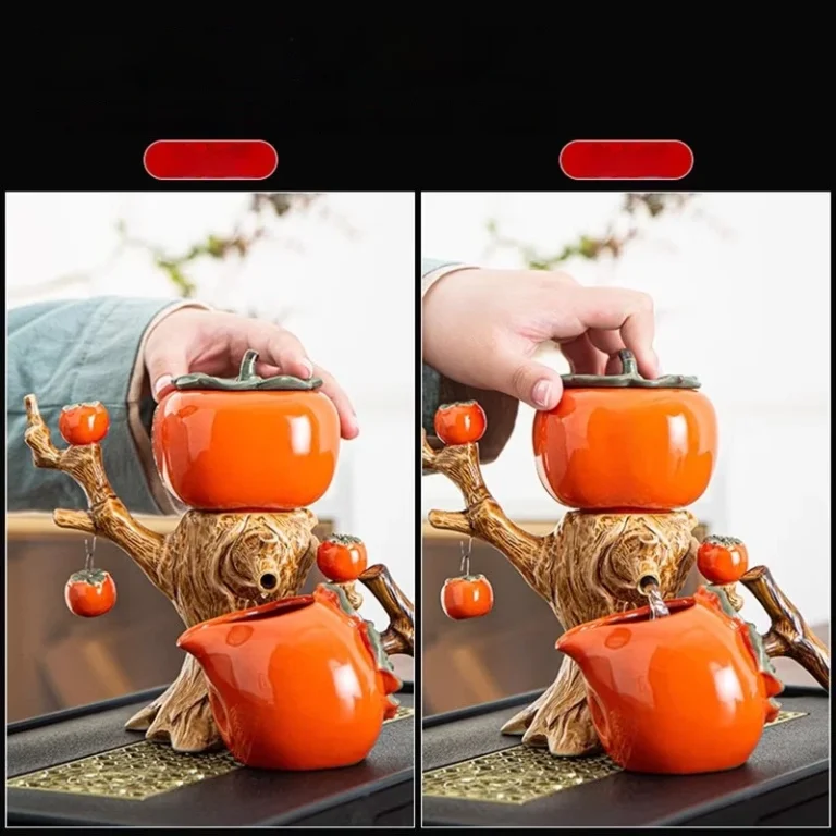 GIANXI Chinese Kung Fu Tea Tea Gift Box Set Ceramic Teapot Household Persimmon Tea Cup Light Luxury high-end Gift Tea Maker - Image 4