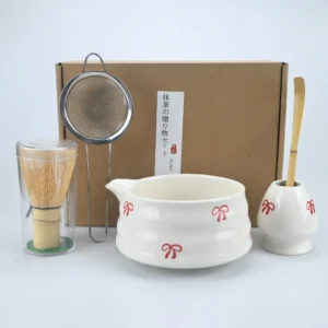 4/5pcs Matcha Whisk Set, Cute Bow Japanese Tea Set includes Whisk Sets and Matcha Bowl with Spout, Traditional Japanese Matcha K