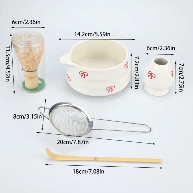 4/5pcs Matcha Whisk Set, Cute Bow Japanese Tea Set includes Whisk Sets and Matcha Bowl with Spout, Traditional Japanese Matcha K - Image 6