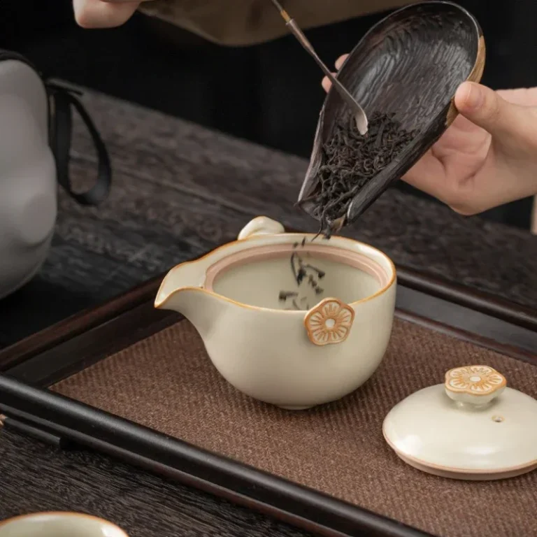 Portable Teacup Set Ceramic Kung Fu Tea Set with Filter Outdoor Travel Camping Teaware Chinese One Teapot Three Cups Gift - Image 3