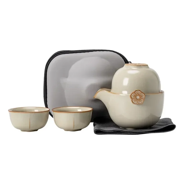 Portable Teacup Set Ceramic Kung Fu Tea Set with Filter Outdoor Travel Camping Teaware Chinese One Teapot Three Cups Gift - Image 6