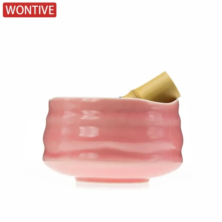 1/3/5pcs Japanese Ceramic Glossy Pink Matcha Bowl Macha Tea Whisk Chawan Chasen Holder Scoop Sifter Cup Ceremony Gift Set - Image 4