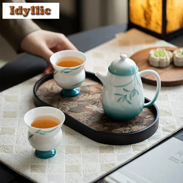 Gradient Ramp Hand Painted Orchid Tea Set Complete Set Retro Tea Ceremony Set Teapot And Tea Cup Set For Tea Equipment Supplies - Image 2