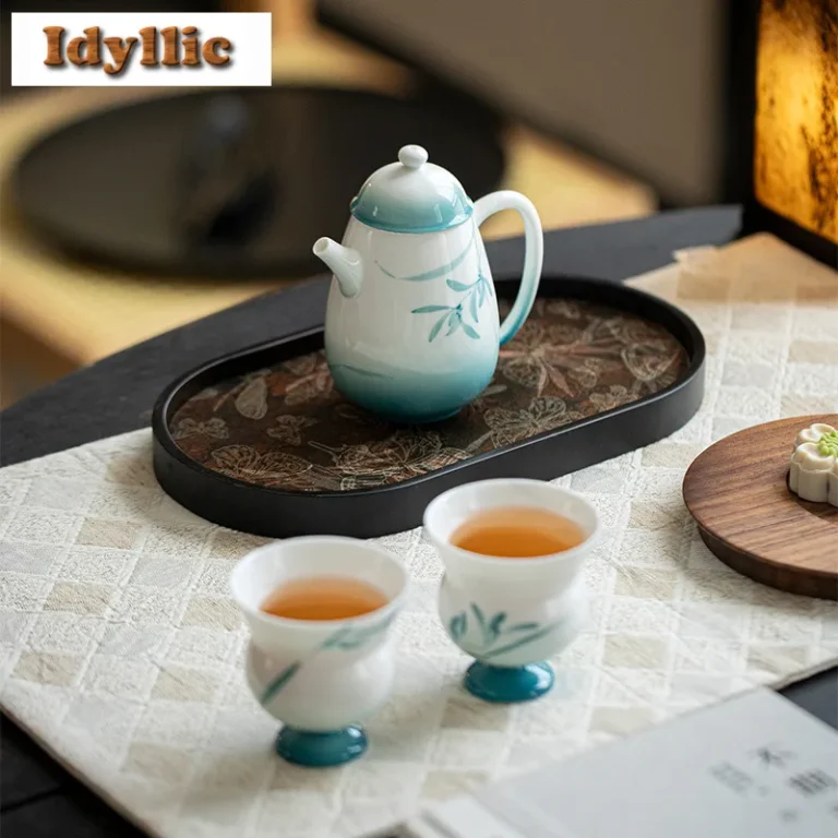 Gradient Ramp Hand Painted Orchid Tea Set Complete Set Retro Tea Ceremony Set Teapot And Tea Cup Set For Tea Equipment Supplies - Image 4