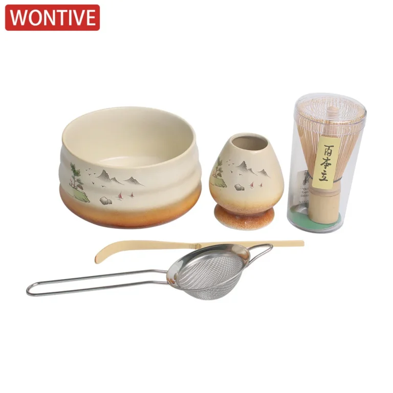 3-5pcs set Faraway Mountain Matcha Set Ceramic Kiln-Formed Teaware Accessories Matcha Bowl Bamboo Stirrer Tea Culture Kit Gifts - Image 4