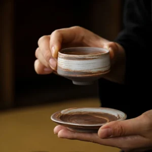 Stoneware Tea Cups Retro Handmade Teaware Set Antique Glazed Teacup Chinese Kung Fu Gongfu Master Cup Japanese Tea Set Drinkware