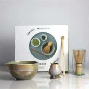 Vintage Japanese Ceremony Matcha Tea Set 4PCS Premium Matcha Starter Kit Bamboo Whisk & Ceramic Bowl Gift Set Box Eco-friendly