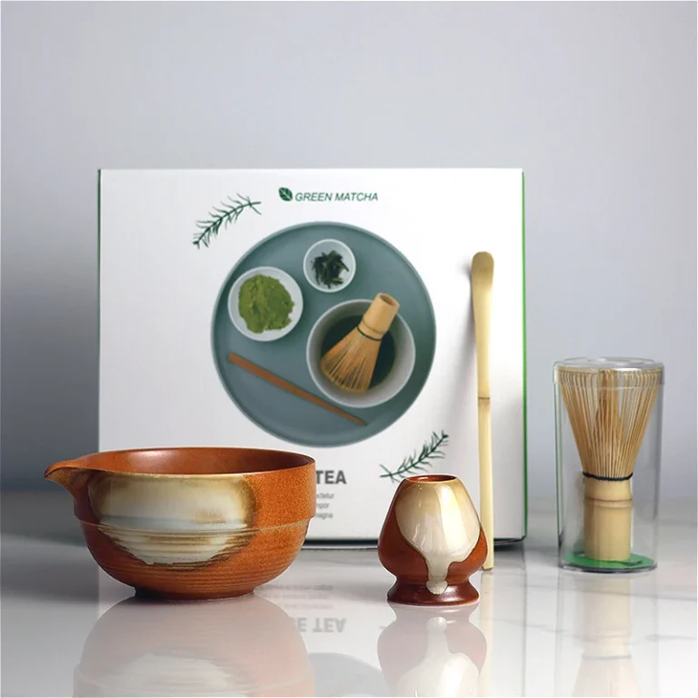 Vintage Japanese Ceremony Matcha Tea Set 4PCS Premium Matcha Starter Kit Bamboo Whisk & Ceramic Bowl Gift Set Box Eco-friendly - Image 4