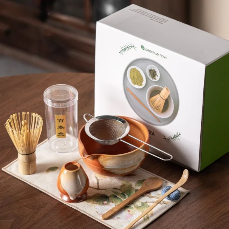 Vintage Japanese Ceremony Matcha Tea Set 4PCS Premium Matcha Starter Kit Bamboo Whisk & Ceramic Bowl Gift Set Box Eco-friendly - Image 5