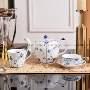 Coffee Tea Sets Danish Lace Ceramic Teapot Coffee Cups And Plates Perforated Plates Mugs And Bowls