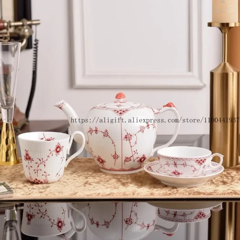 Coffee Tea Sets Danish Lace Ceramic Teapot Coffee Cups And Plates Perforated Plates Mugs And Bowls - Image 2