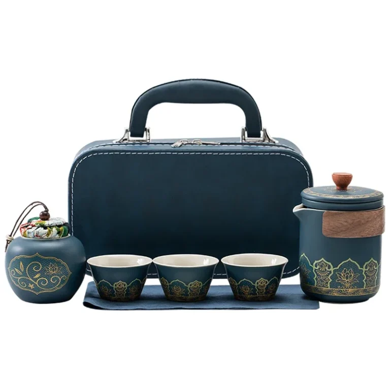 Outdoor Camping Tourism Tea Making and Drinking Equipment Portable Travel Tea Set  Accompanying Express Cup One Pot 3 Cups