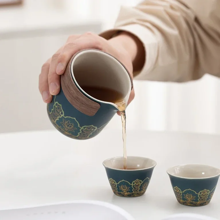 Outdoor Camping Tourism Tea Making and Drinking Equipment Portable Travel Tea Set  Accompanying Express Cup One Pot 3 Cups - Image 4