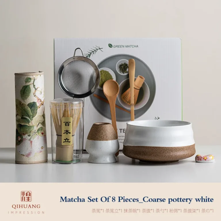 BespritGift Premium 8pc Sakura Design Matcha Set Ceramic Matcha Bowl & Bamboo Whisk & Frother Song Dynasty Tea Ceremony Tools - Image 3