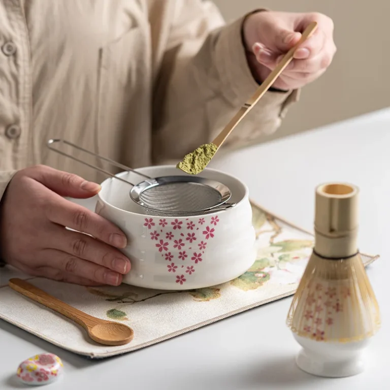 BespritGift Premium 8pc Sakura Design Matcha Set Ceramic Matcha Bowl & Bamboo Whisk & Frother Song Dynasty Tea Ceremony Tools - Image 5