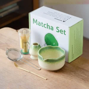 Matcha Whisk Set Tea Ceremony Kit Matcha Bowl with Matcha Whisk Set, Japanese Tea Set Includes Matcha Bowl with Spout